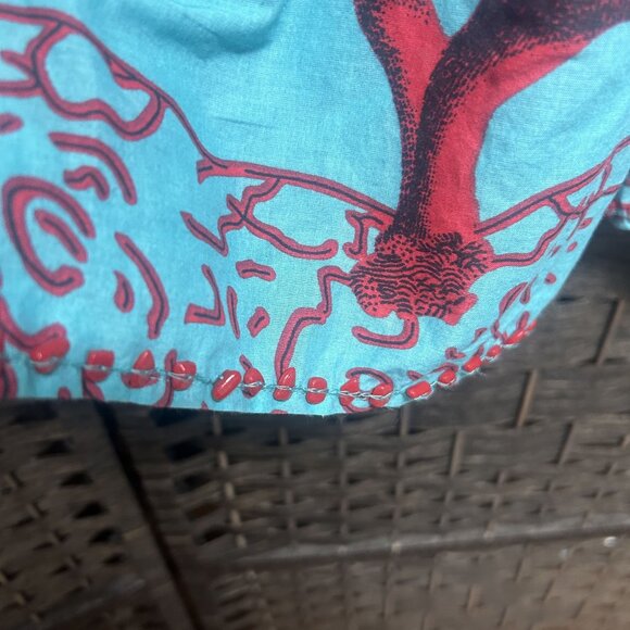 Soft Surroundings Fish Print Blue Aline Cotton Tunic Dress Size Medium - Picture 4 of 6